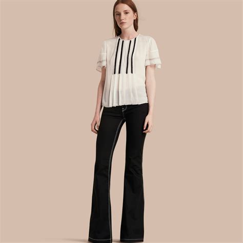 burberry blouse dames wit|Silk Blouse in Natural white .